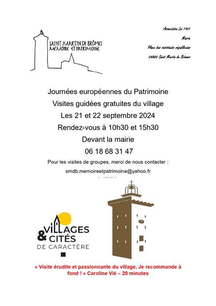 Journées européennes du patrimoine - Visites guidées... Du 21 au 22 sept 2024