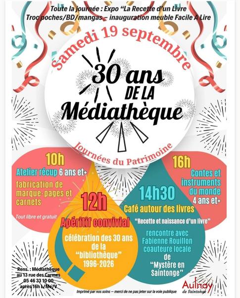 Exposition et ateliers : 30 ans de la médiathèque