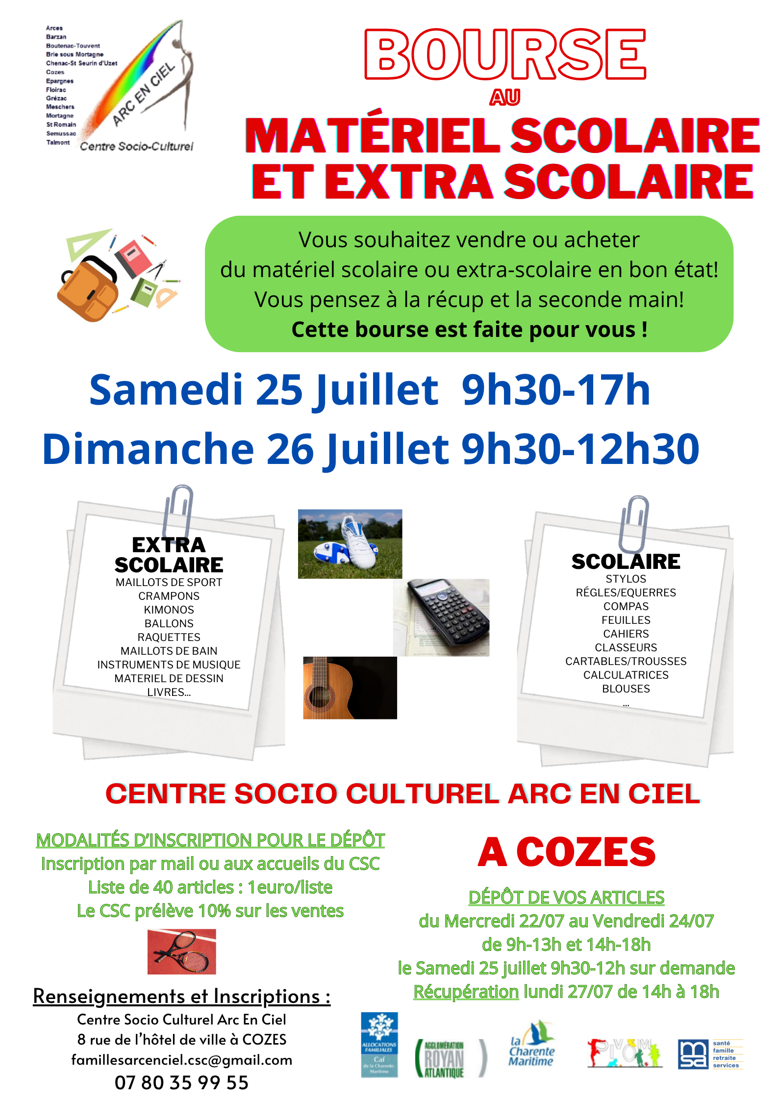 Bourse au materiel scolaire et extra scolaire