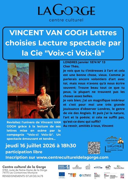 Lecture spectacle "Vincent Van Gogh, lettres choisies" par la Compagnie Voix-ci voix-là_Les Contamines-Montjoie