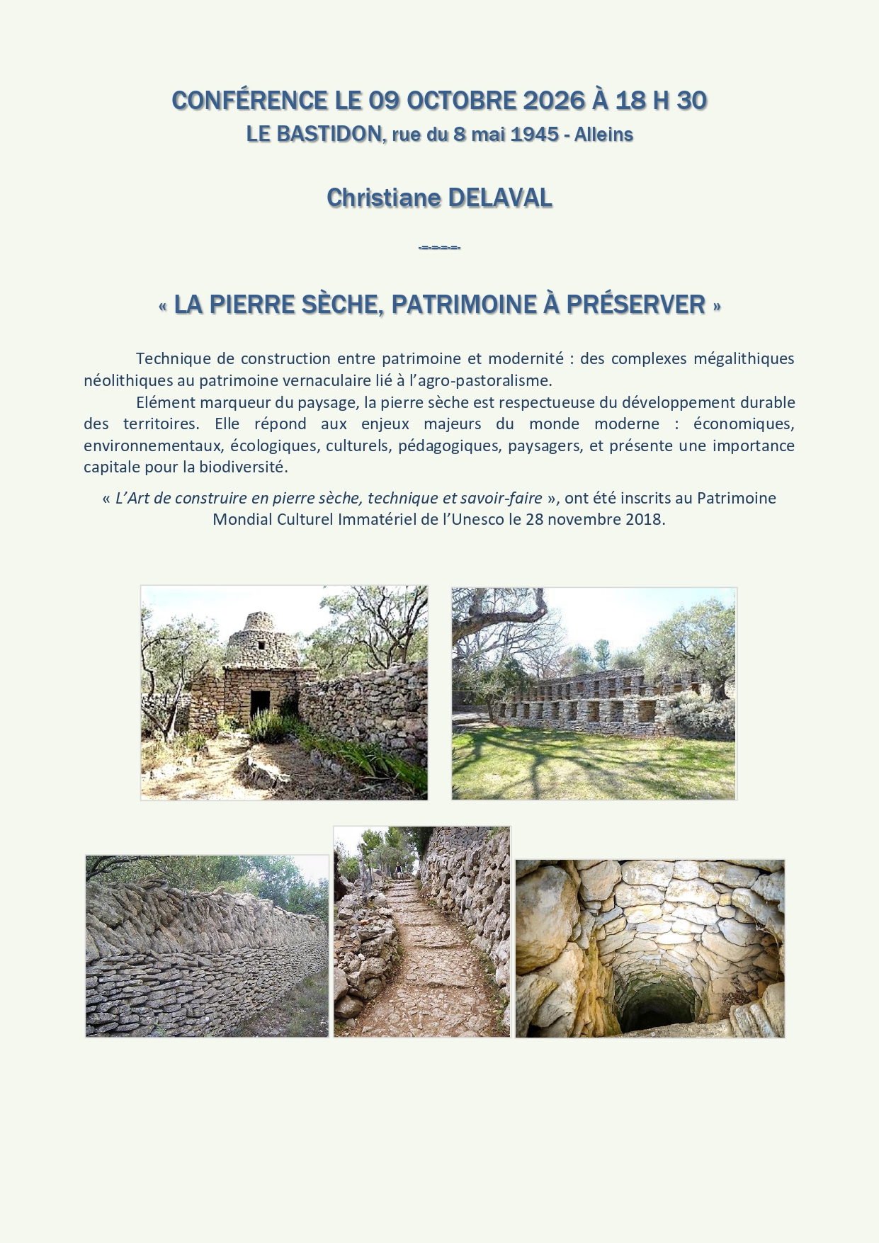 Conférence : La pierre sèche, patrimoine à préserver