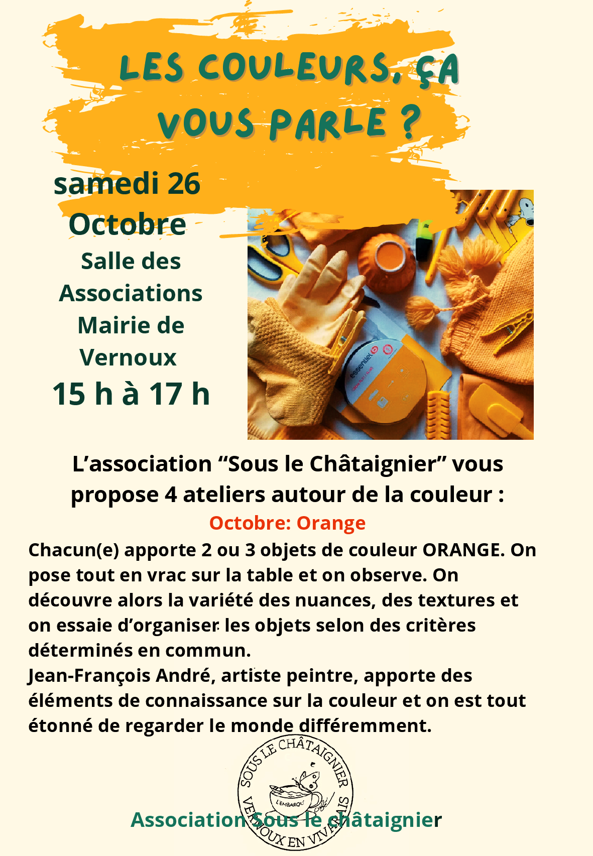 Alle leuke evenementen! : Atelier La couleur orange, ça vous parle ?