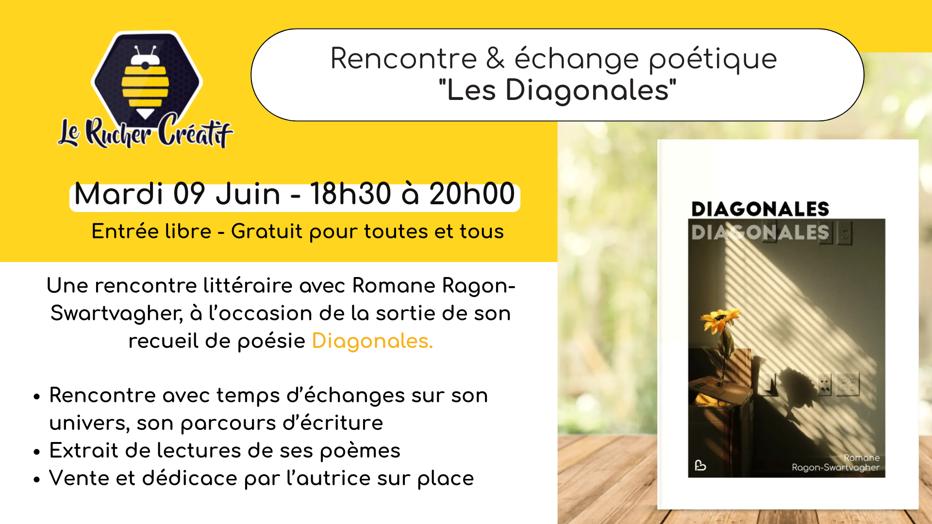 Rencontre &amp; échange poétique "Les Diagonales" — visuel événement