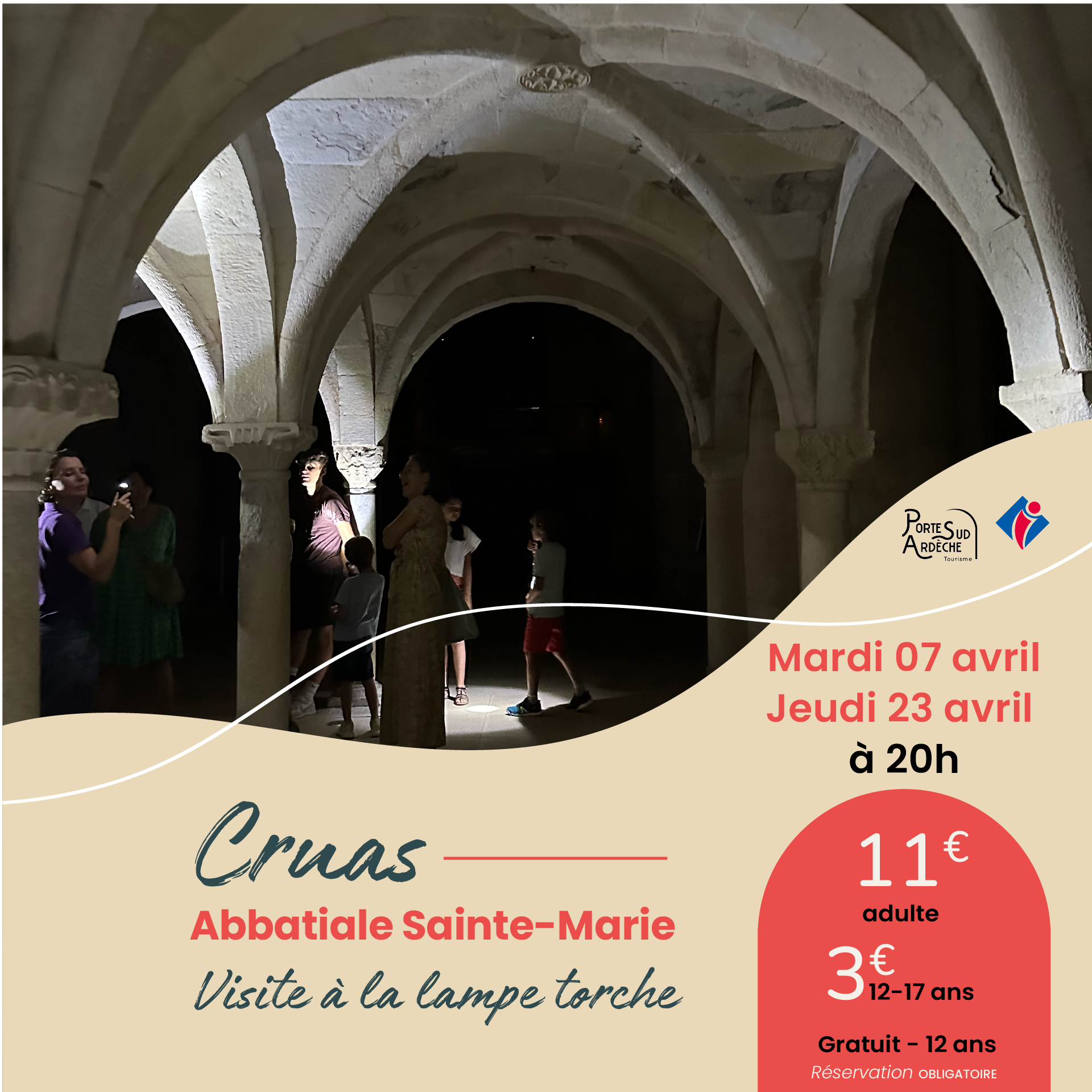 Visite à la lampe torche à l'abbatiale de Cruas