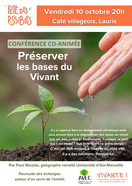Conférence - Préserver les bases du Vivant
