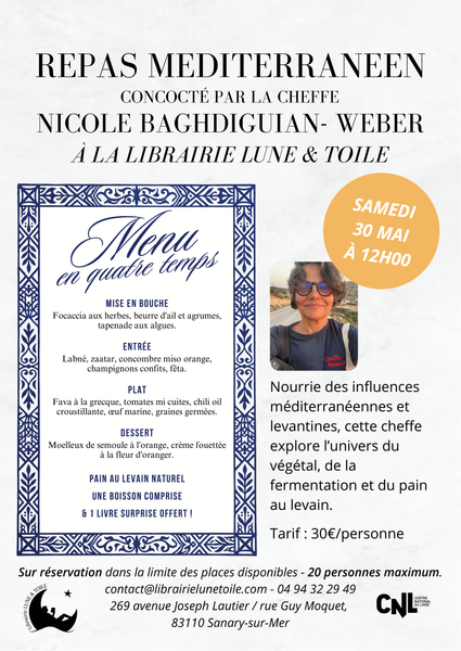 Repas méditerranéen concocté par la cheffe Nicole Baghdiguian - Weber