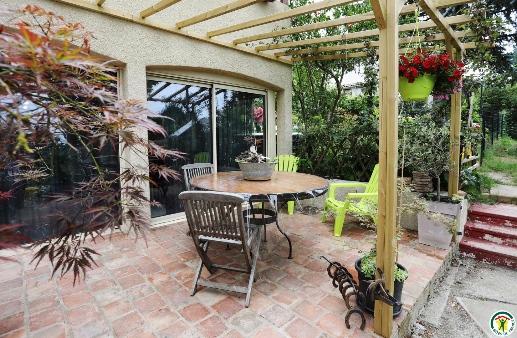 Terrasse privative au gîte