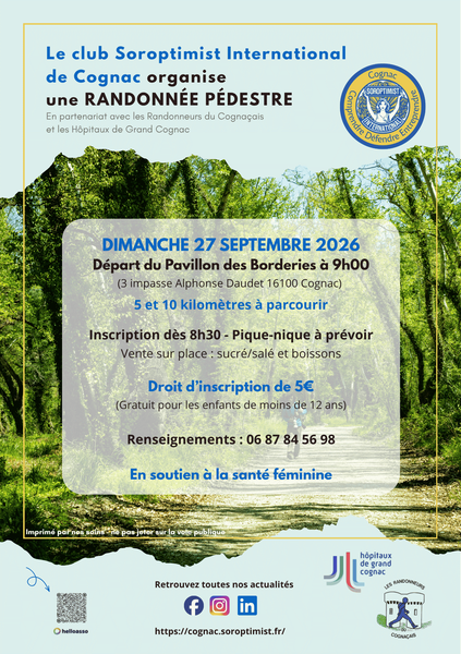 Randonnée pédestre du club Soroptimist de Cognac