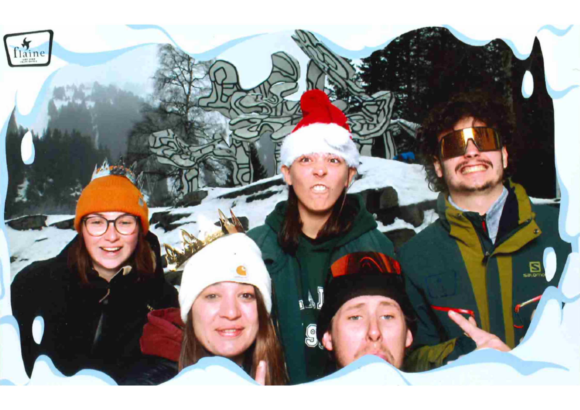 A photo from the photo booth with several people