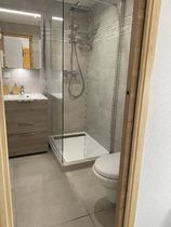 Salle de bains avec douche, wc, vasque