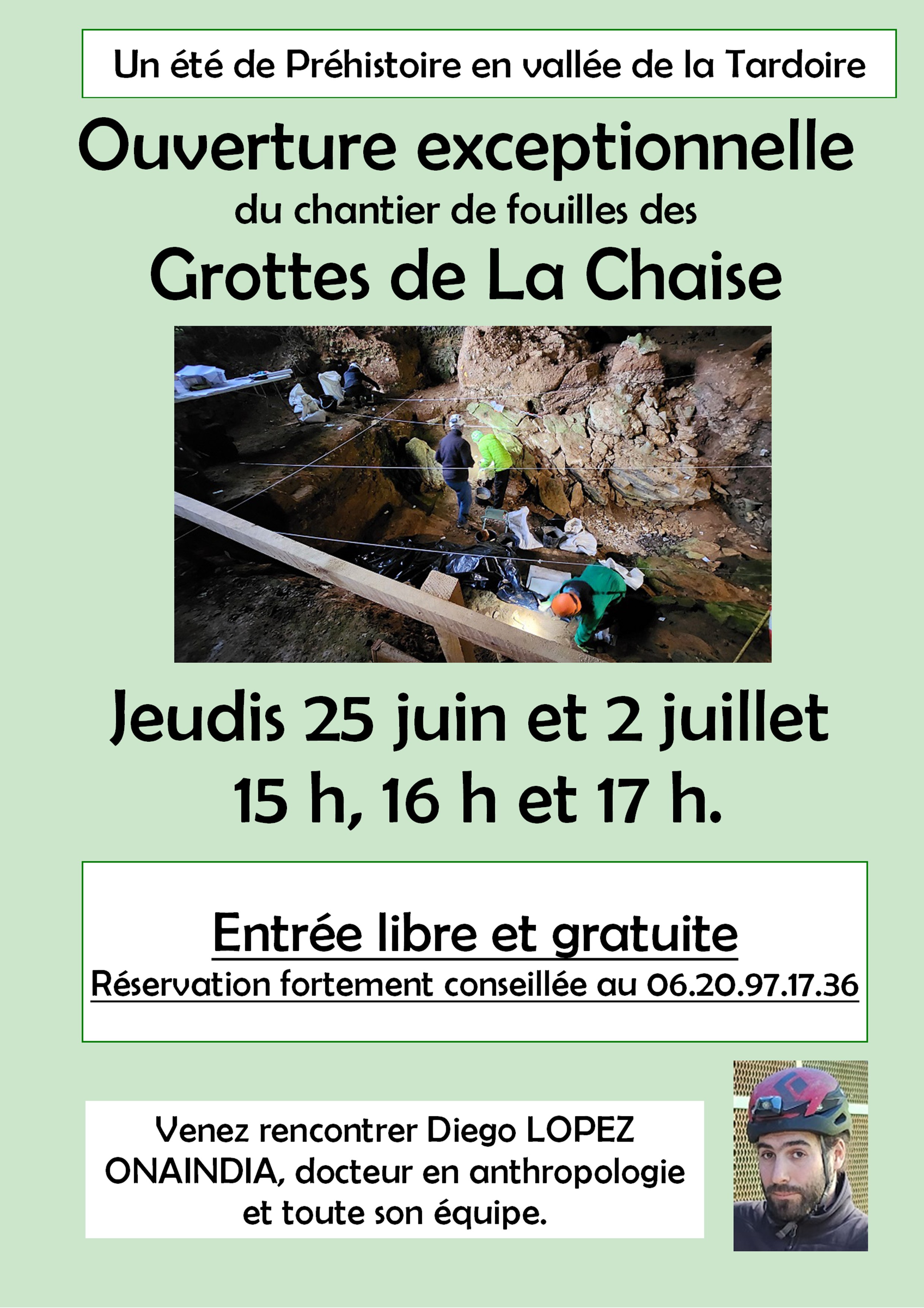 Visite du chantier de fouilles des Grottes de La Chaise