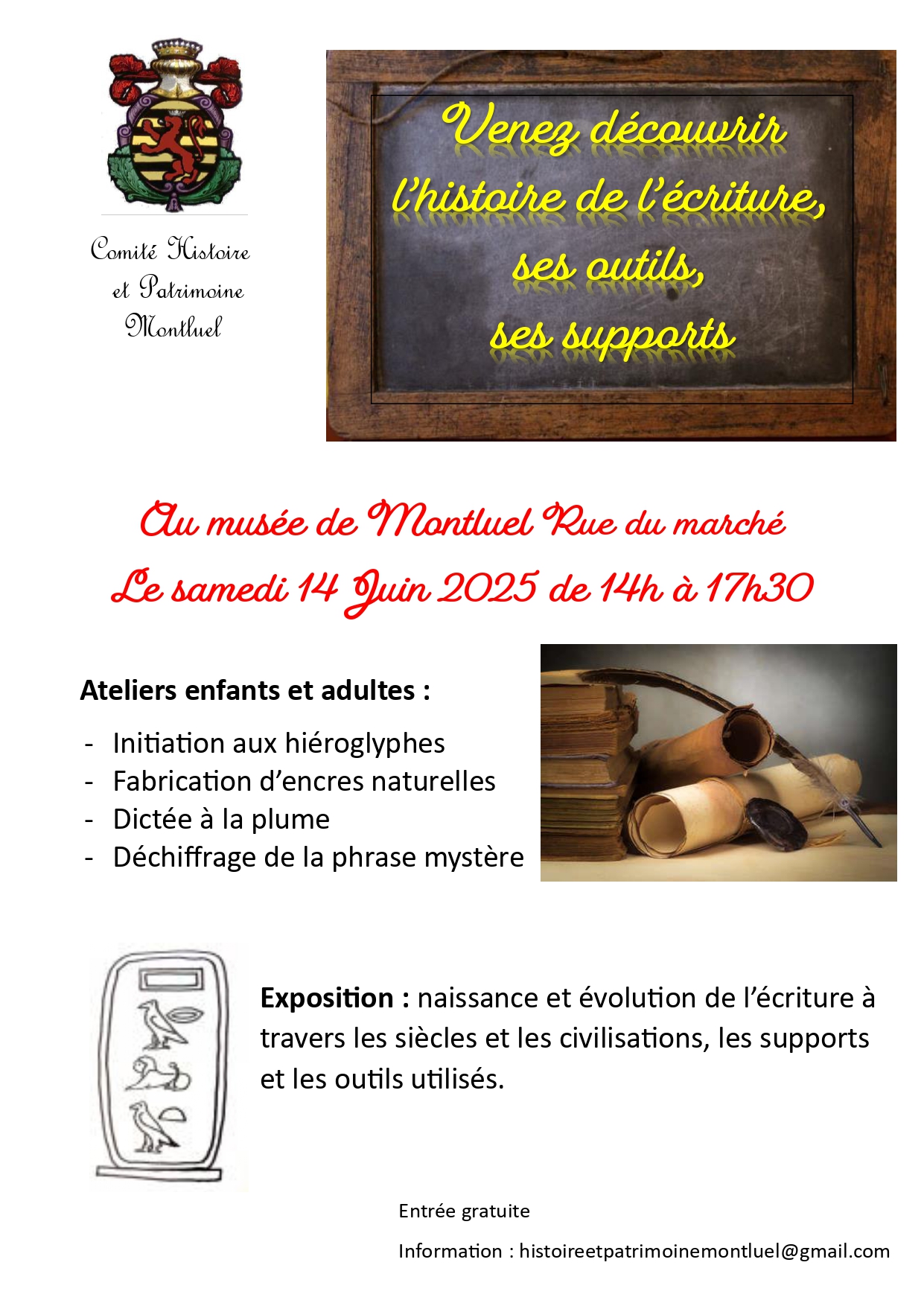 Animation sur l'écriture et ouverture du Musée d'Art et d'Histoire Locale_Montluel