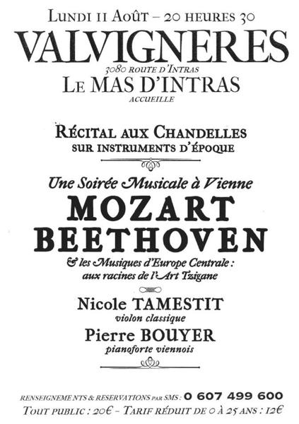  Récital aux Chandelles – Mozart & Beethoven au Mas d’Intras