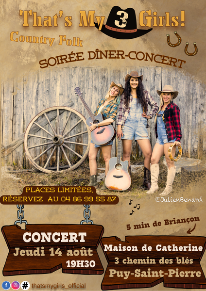 Soirée dîner-concert - That's My 3 Girls ! - Gîte Auberge la Maison de Catherine_Puy-Saint-Pierre