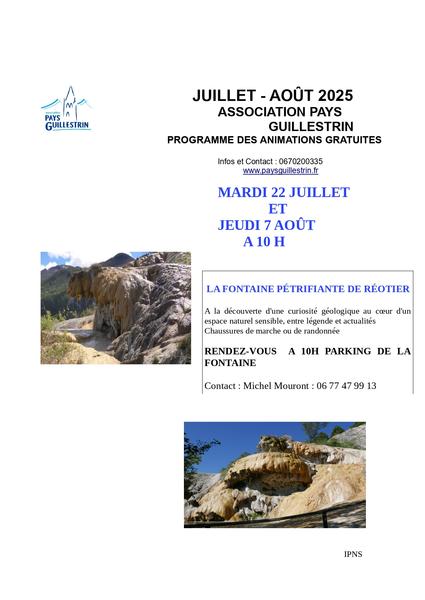 Visites du Pays Guillestrin : 'Fontaine pétrifiante de Réotier'_Réotier