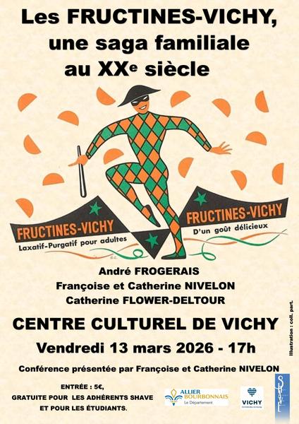 Conf&eacute;rence SHAVE : Les Fructines-Vichy  une saga familiale au XXe si&egrave;cle, par Fran&ccedil;oise et Catherine NIVELON