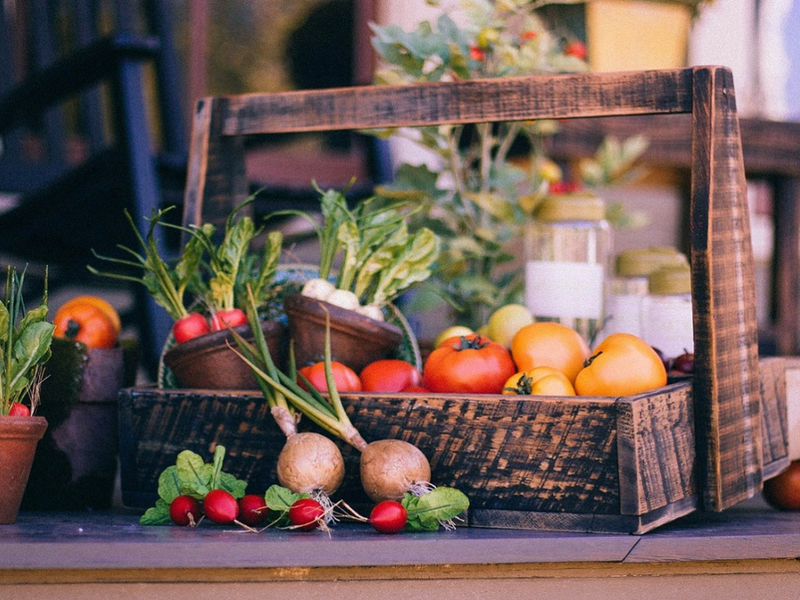 Panier avec des fruits et des légumes