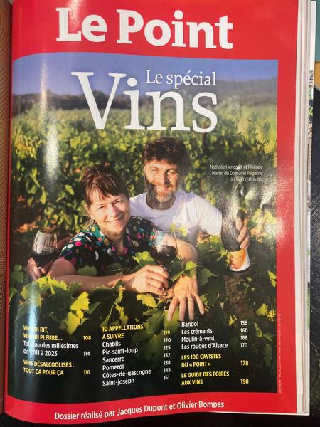 Une page du magasine "Le Point" sur le sujet du vin.
