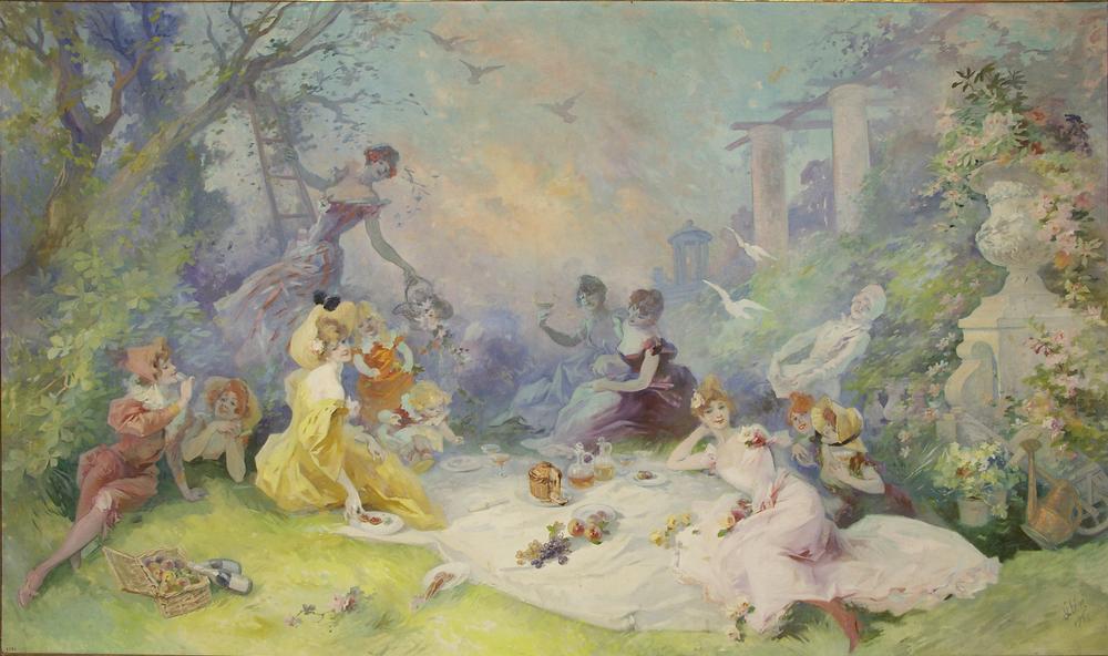 Jules Chéret, Le déjeuner sur l'herbe, 1904, huile sur toile. Musée des Beaux-Arts Jules Chéret