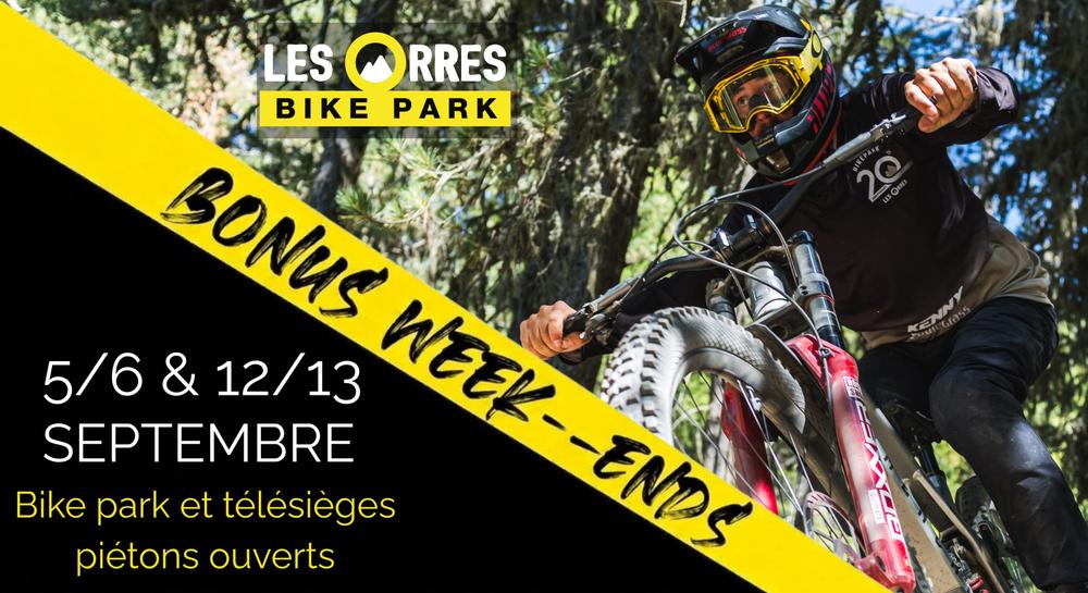 Bike park & chairlifts open on week-end of september