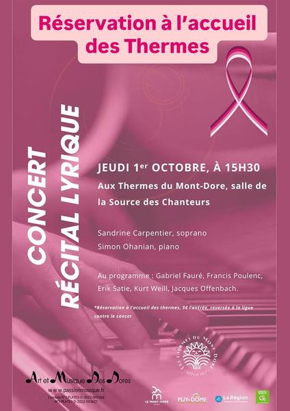 Octobre rose : concert lyrique aux thermes du Mont-Dore