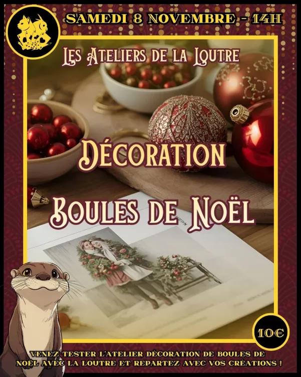 Atelier manuel créatif boules de noel au chat chouette