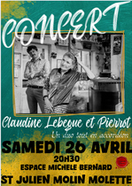 Concert Claudine Lebegue et Pierrot  + 1ere partie_Saint-Julien-Molin-Molette