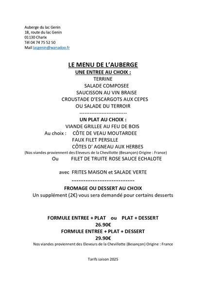 Auberge du Lac Genin_Charix