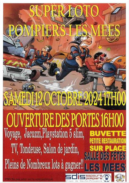 Sper loto des Pompiers des Mées Le 12 oct 2024