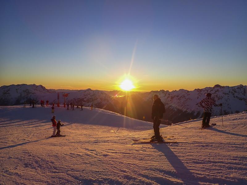 Ski coucher de soleil