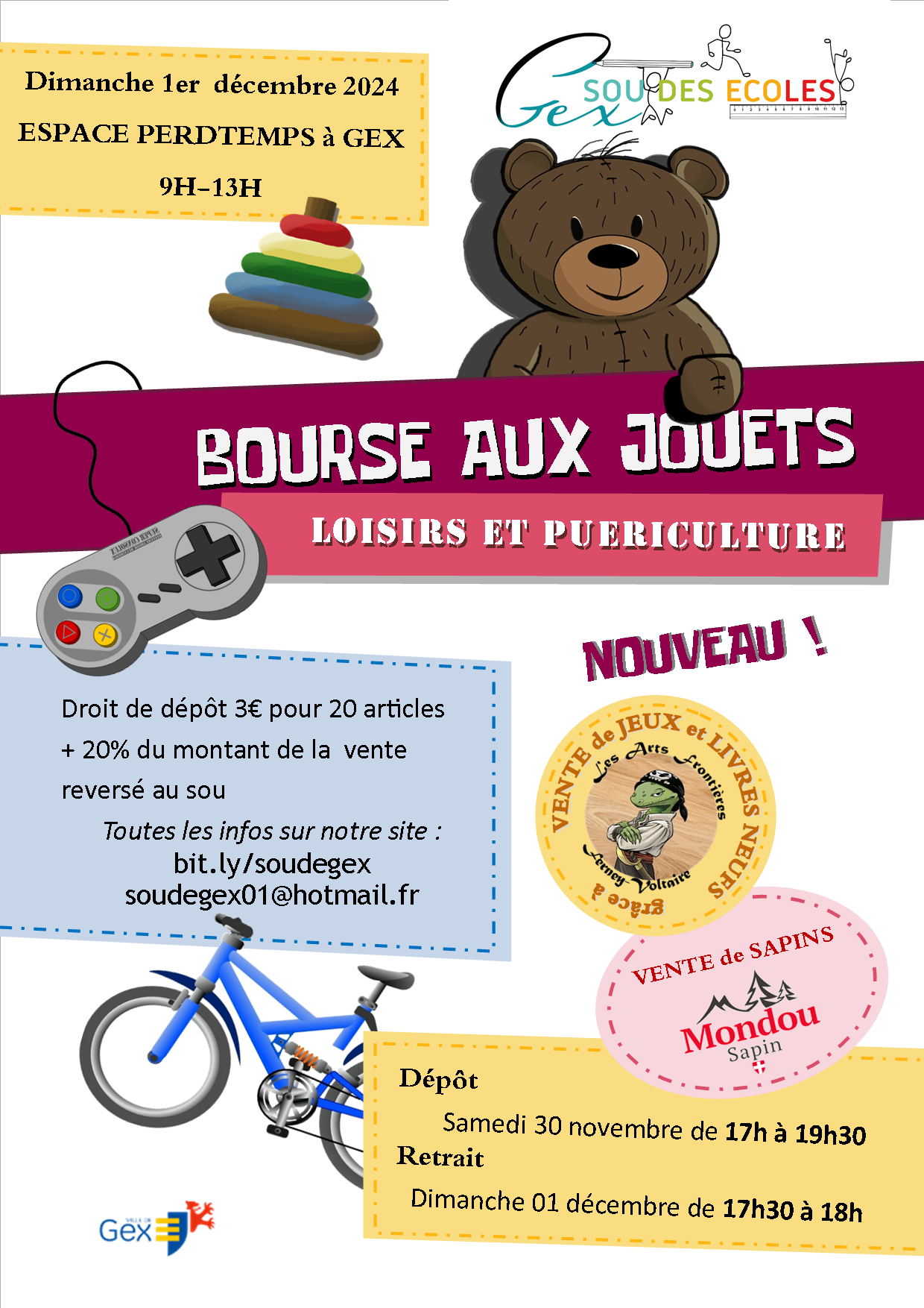 Bourse aux jouets, loisirs & puériculture du sou des écoles de Gex_Gex