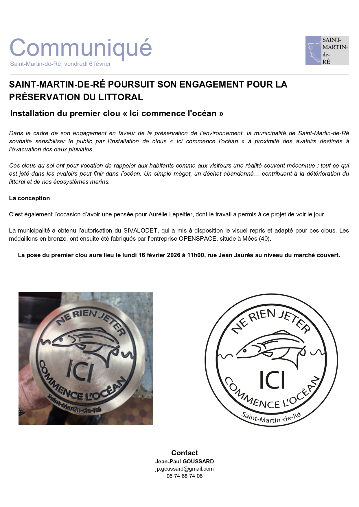 Installation du premier clou "Ici commence l'océan"