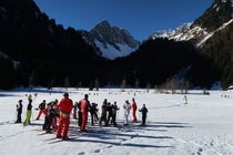 Classes de neige en cours de ski de fond avec l'ESF