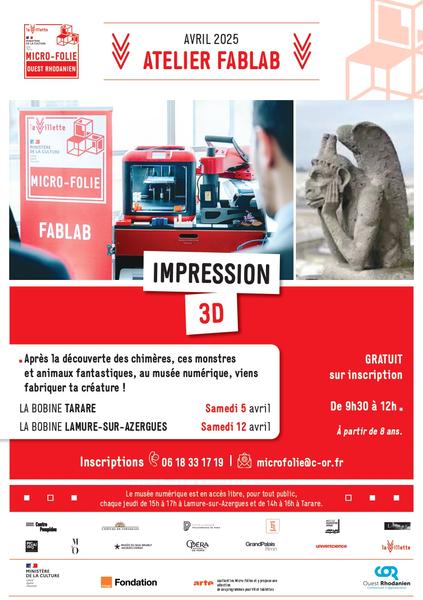 Atelier FabLab : Impression 3d.