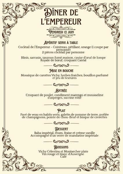 Le D&icirc;ner de l' Empereur