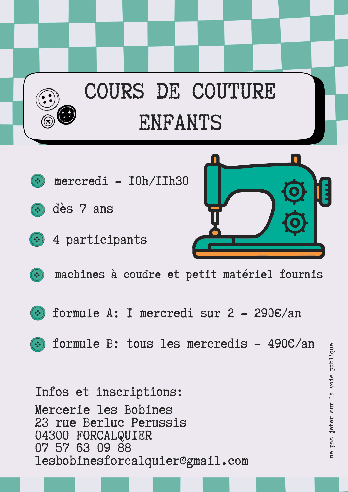Cours de couture pour les enfants !
