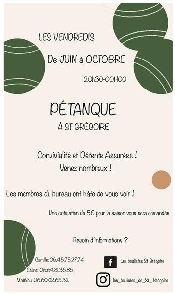 Pétanque à St-Grégoire