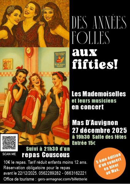 Les Mademoiselles et leurs musiciens en concert - Des années folles au fifties_Mas-d'Auvignon