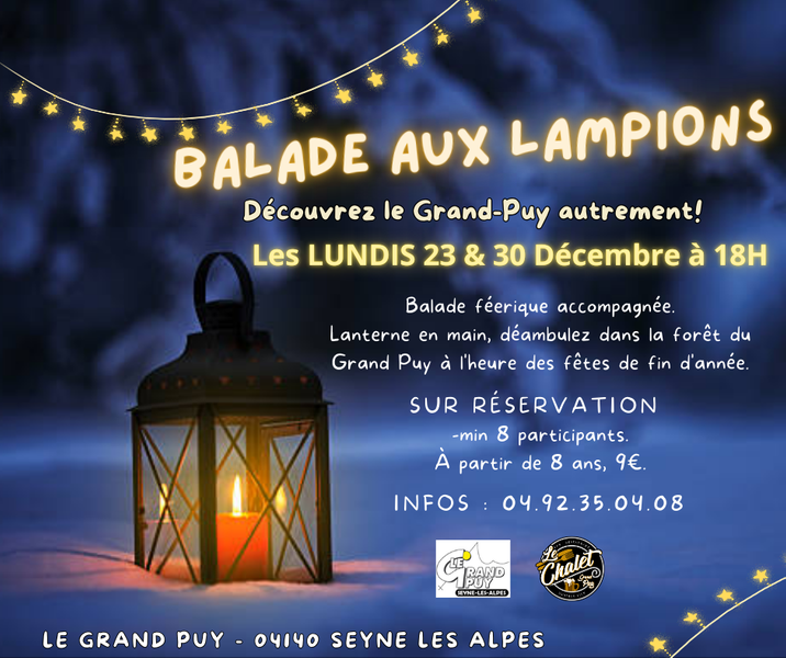 Balade aux lampions en nocturne Du 23/12/2024 au 24/2/2025