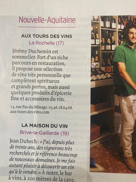 Un article sur la boutique dans un édito " Les 100 cavistes année 2024"