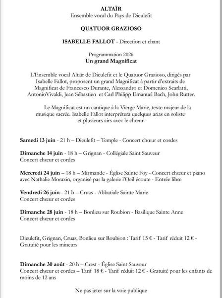 Programmation 2026 - Ensemble vocal Altaïr