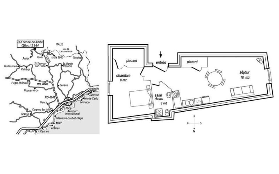 Gîte N°3144-Plan du gîte-Saint-Étienne-de-Tinée-Gîtes de France des Alpes-Maritimes