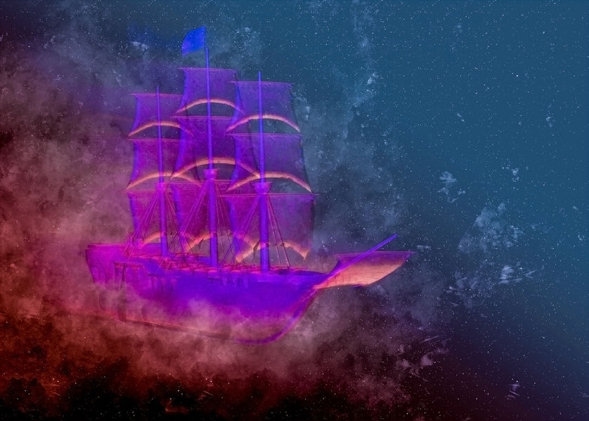GettyImages-1165105554 illustration bateau pirate flottant