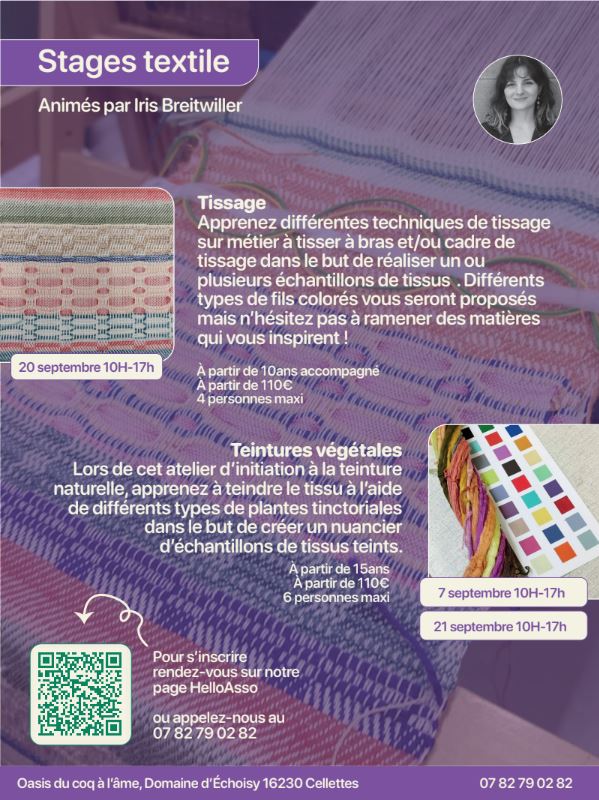 Stage textile avec Iris Breitwiller_Cellettes