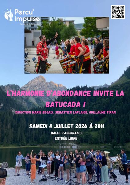 Affiche concert harmonie d'Abondance et batucada Percu'Impulse