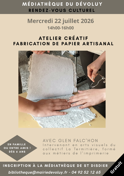 Atelier de fabrication de papier artisanal