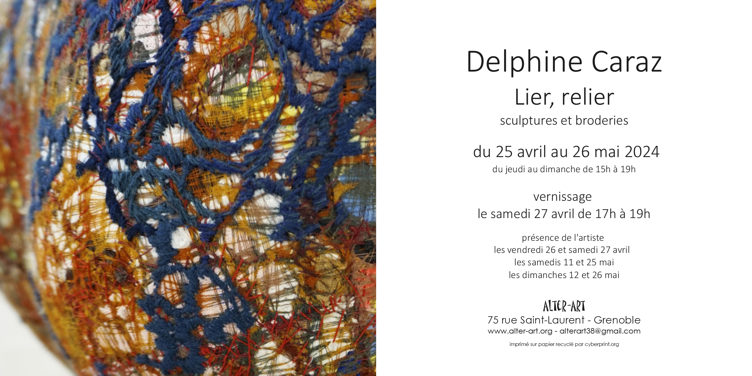 Sculptures et broderies de Delphine Caraz