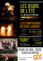 Jeudi du Bourg 24/07/2025 – concert du gras jambon + spectacle de feu - Fury  –…