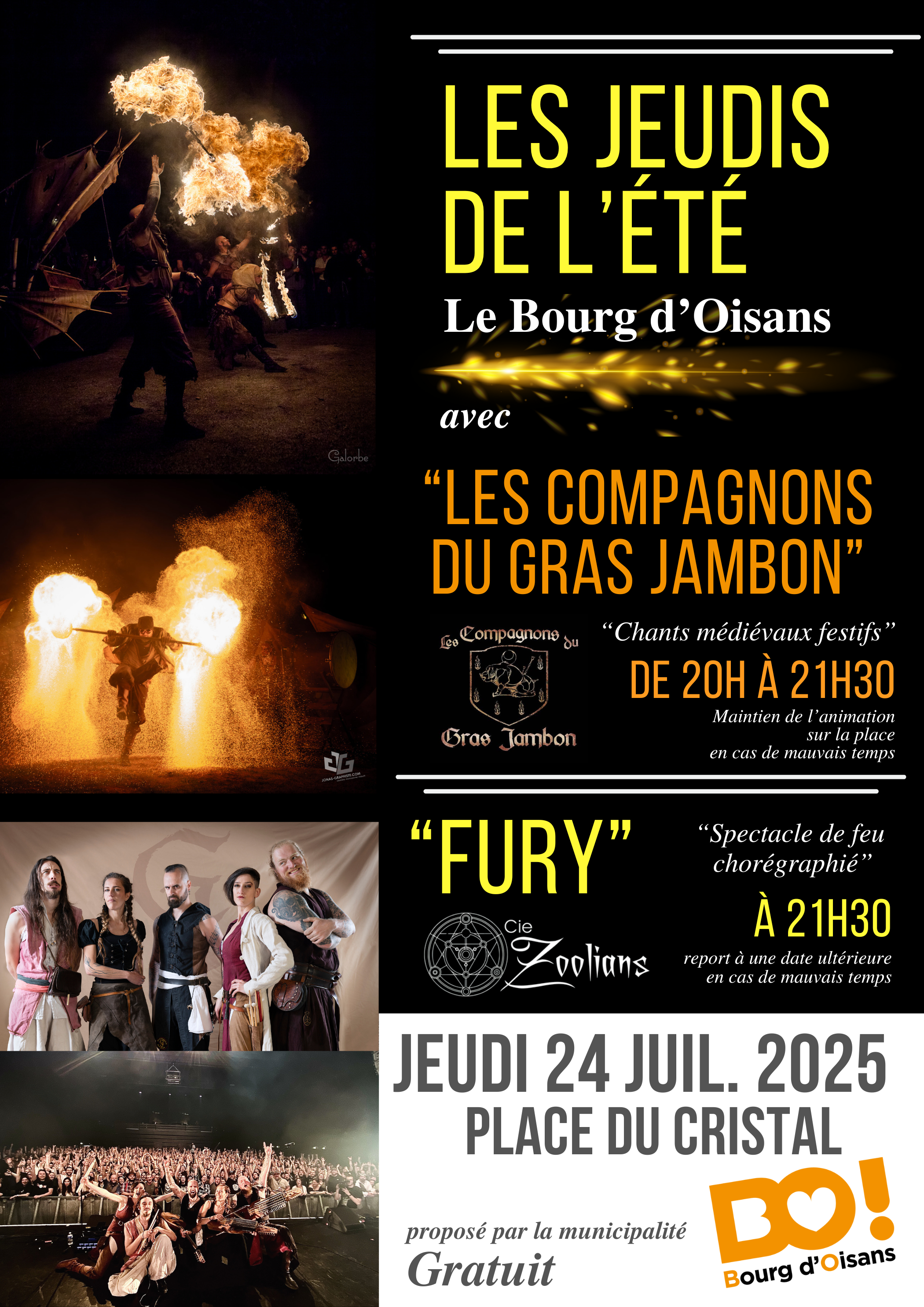 Jeudi du Bourg 24/07/2025 – concert du gras jambon + spectacle de feu - Fury –…