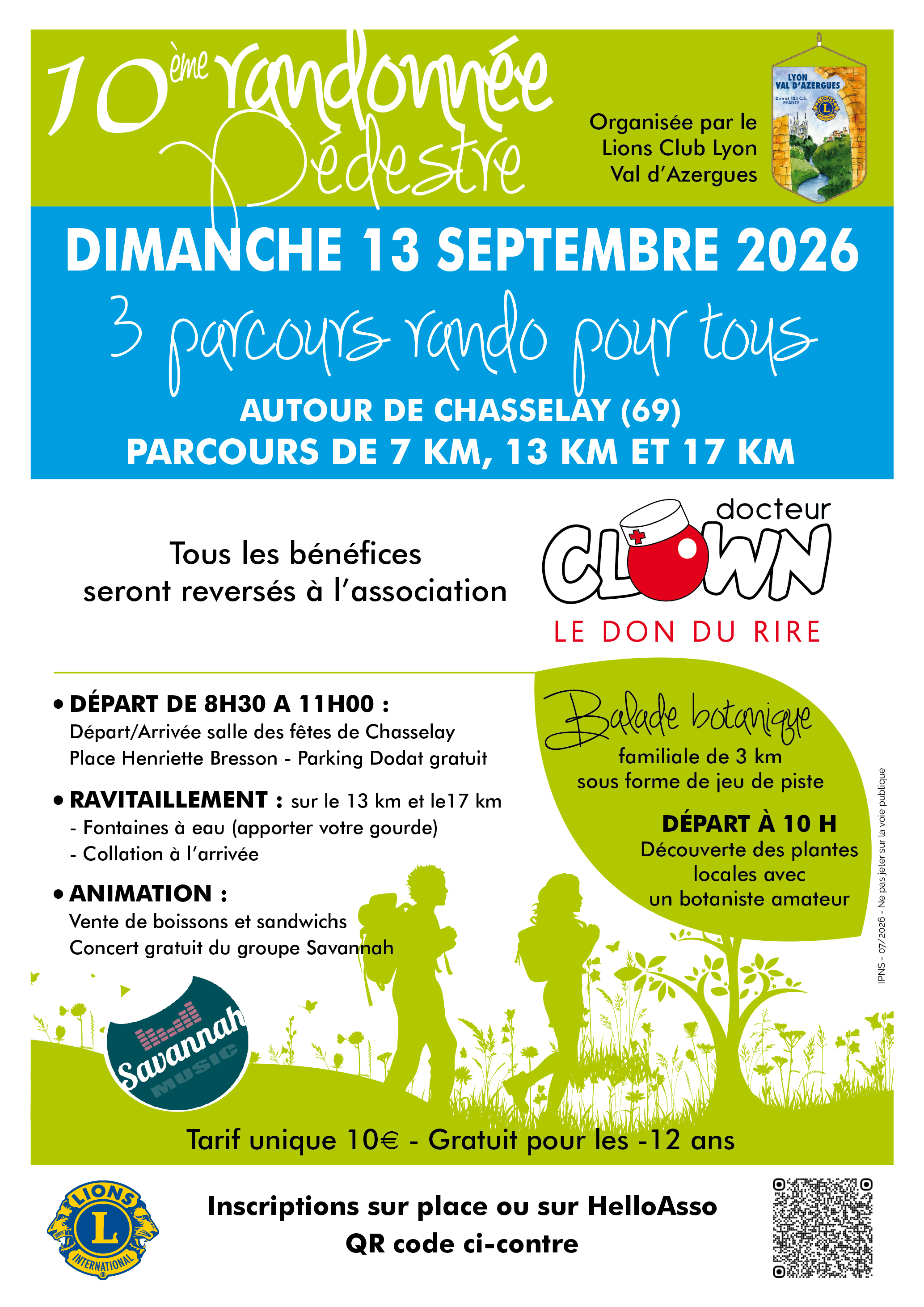 10ème Randonnée pédestre du Lions Club Lyon-Val d'Azergues au profit de l'Association Dr Clown_Chasselay